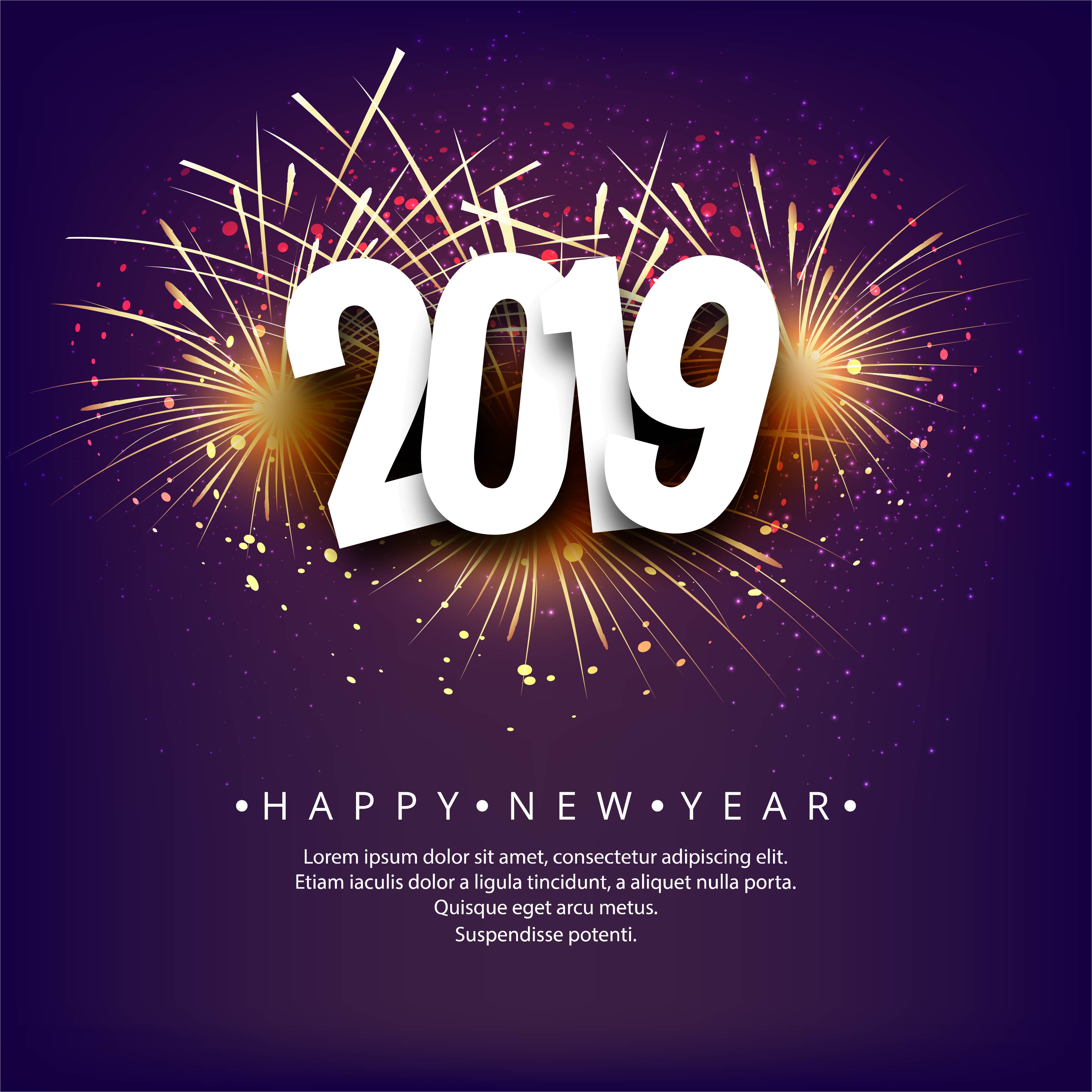 Happy New Year 2019 card celebration colorful background - Download