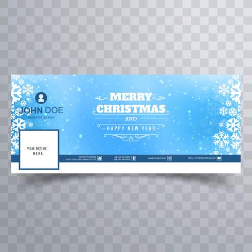 Merry christmas snowflake with facebook banner template vector