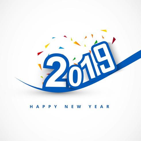 Elegant 2019 happy new year colorful card design vector