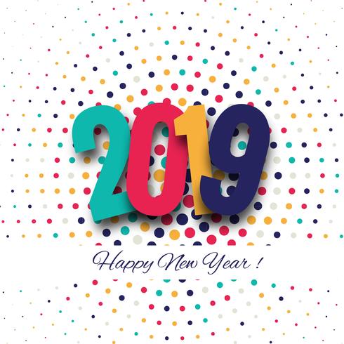 Happy New Year 2019 card celebration colorful background vector