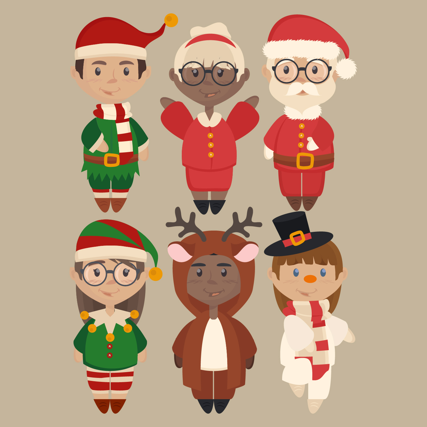 Set of christmas characters 1406367 Vector Art at Vecteezy