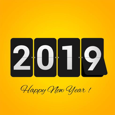 Elegant 2019 happy new year colorful card design vector