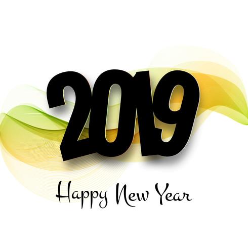 Elegant 2019 happy new year colorful card design vector