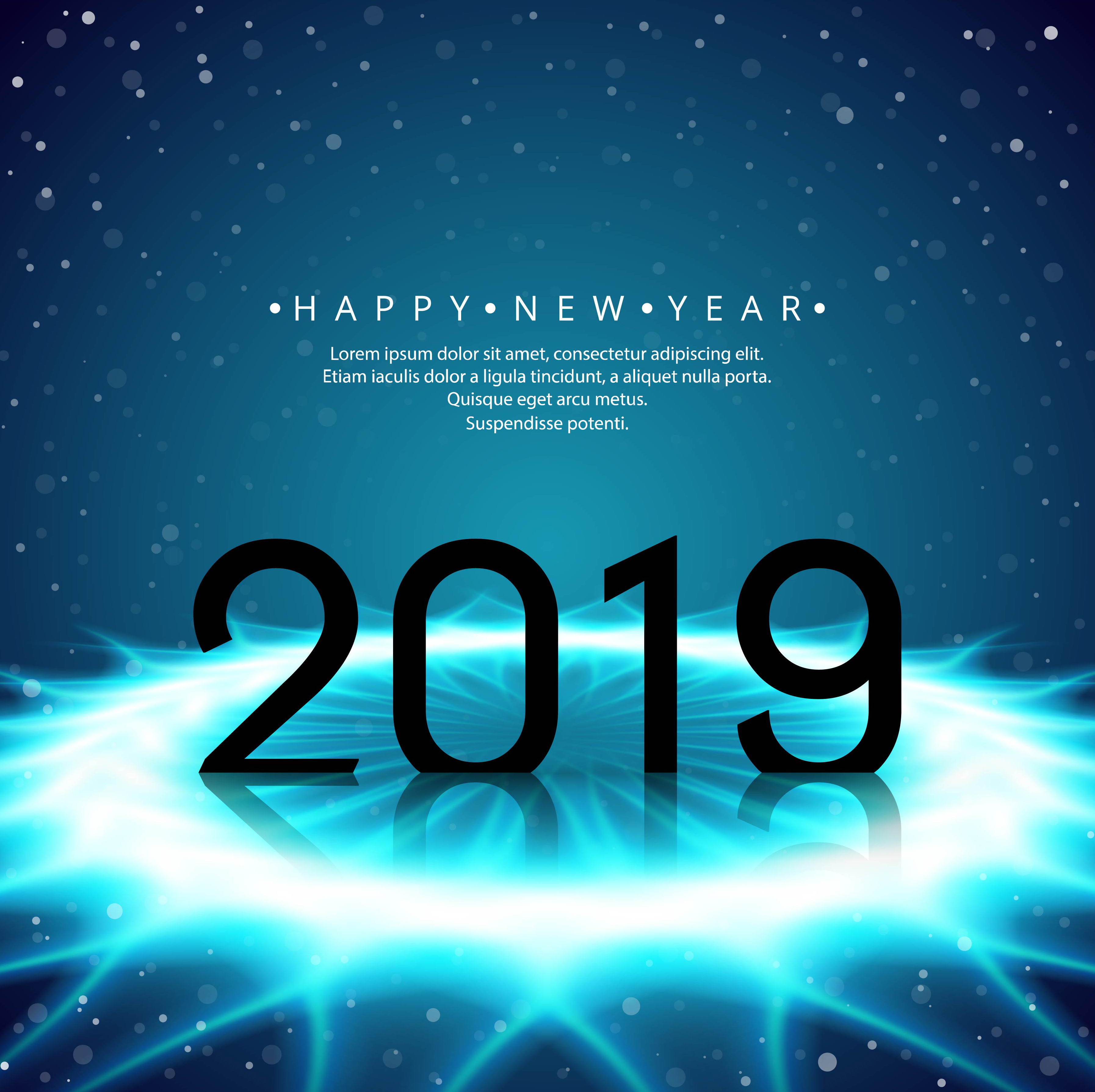 Beautiful Happy New Year 2019 text festival background 266619 Vector