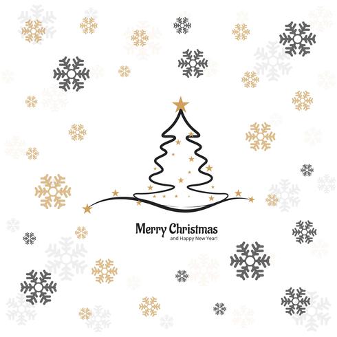 Elegant Merry christmas tree card with snowflake design vector