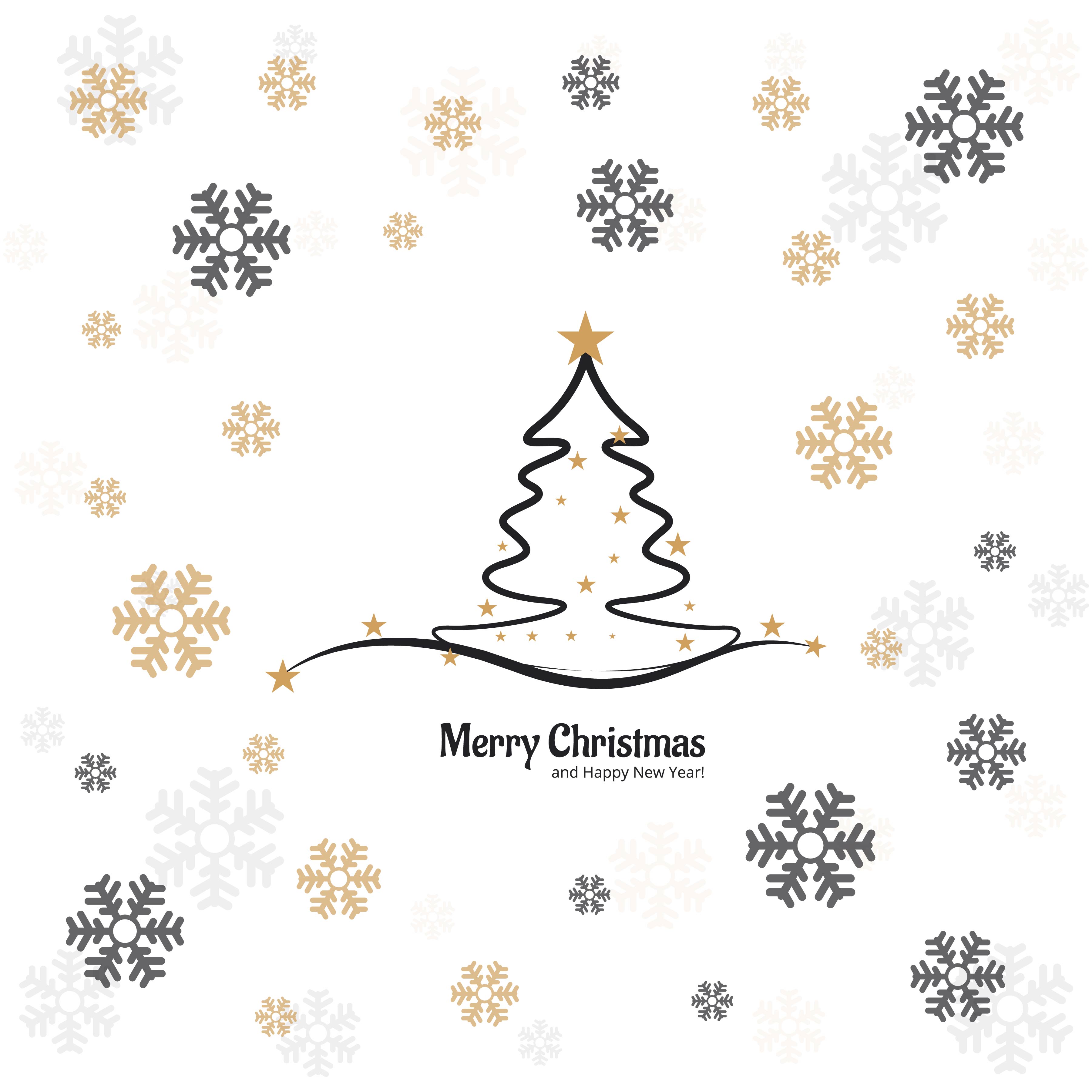 Download Elegant Merry christmas tree card with snowflake design ...