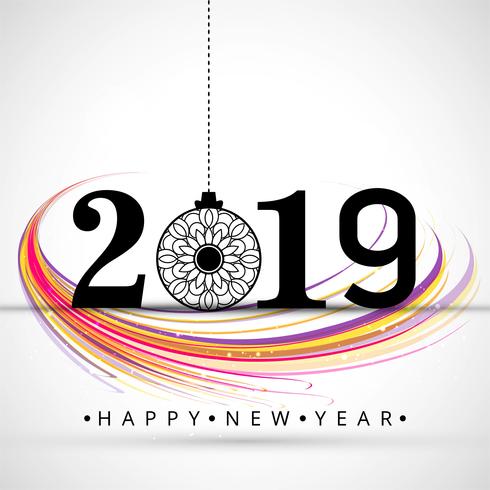 Beautiful Happy New Year 2019 text festival background vector