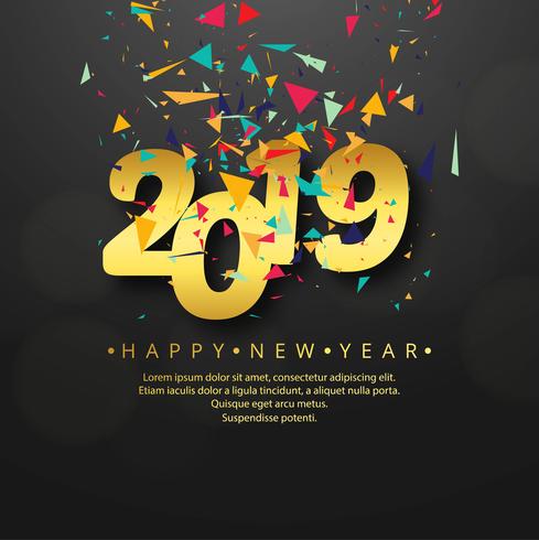 Elegant 2019 happy new year colorful card design vector