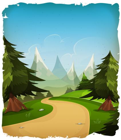 Cartoon Mountains Landscape Background vector