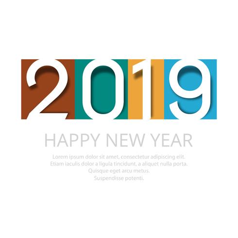 Hermoso diseño de texto feliz año nuevo 2019 vector