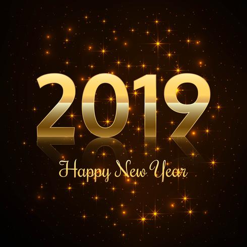 2019 Happy New Year text colorful shiny background  vector