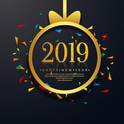 2019 feliz año nuevo texto vector de fondo