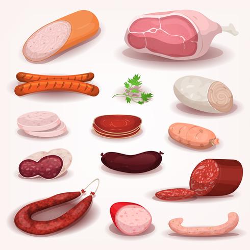 Delicatessen And Butchery Meat Set vector