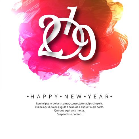 Happy New Year 2019 card celebration colorful background vector