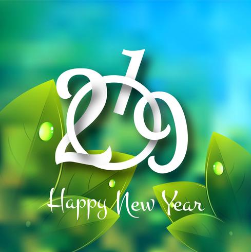 Beautiful Happy New Year 2019 text background vector