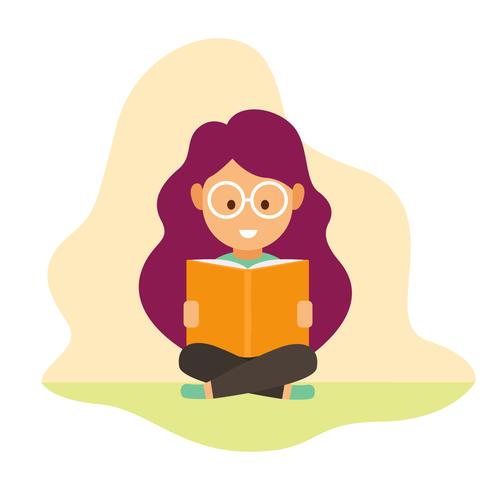 Niña leyendo libro vector