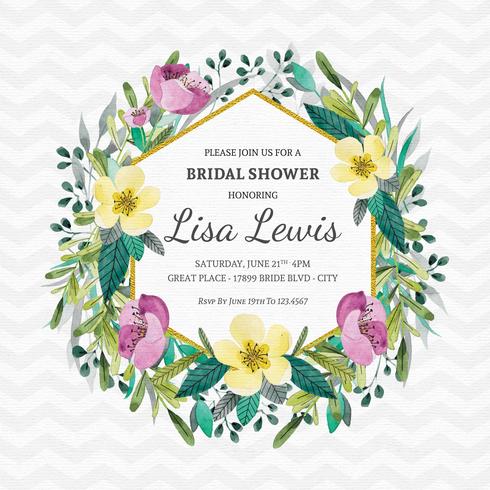 Geometric Watercolor Invitation Vector Template