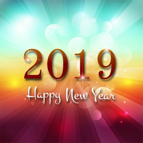 2019 feliz año nuevo texto colorido fondo brillante vector