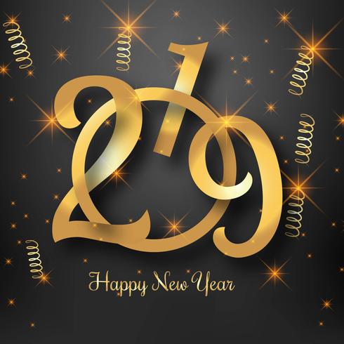 Elegante 2019 feliz año nuevo tarjeta colorida vector de fondo