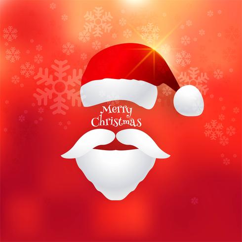 Beautiful merry christmas card with santa hat background vector