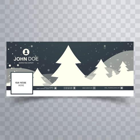 Merry christmas tree with facebook banner template vector