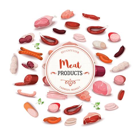 Delicatessen Meat Products Banner vector
