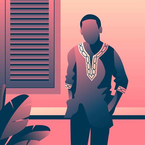 Man In Dashiki Fashion Model vector