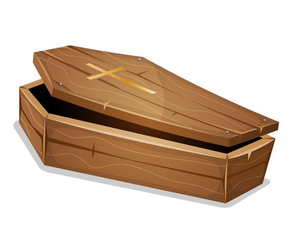Wood Coffin With Christian Cross vector