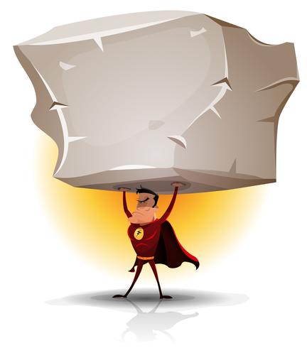 Superhero Holding Heavy Big Boulder vector