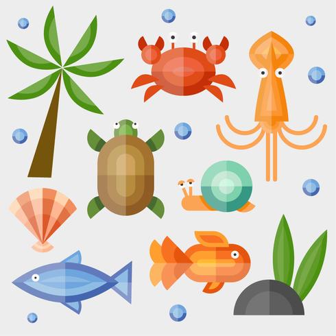 Vector de temas de mar de animales geométricos