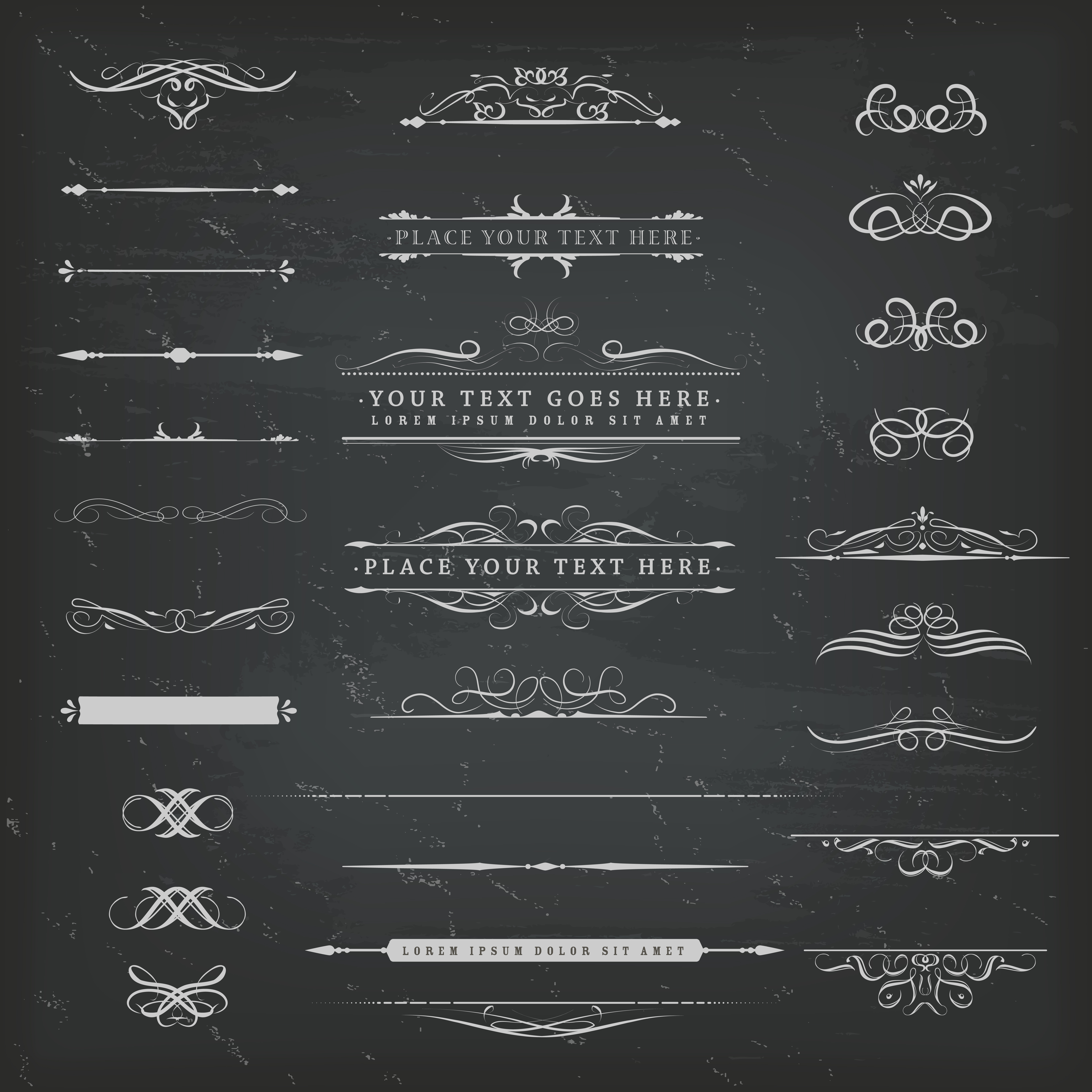 Chalkboard Ornaments And Decorations Set Download Free Vectors