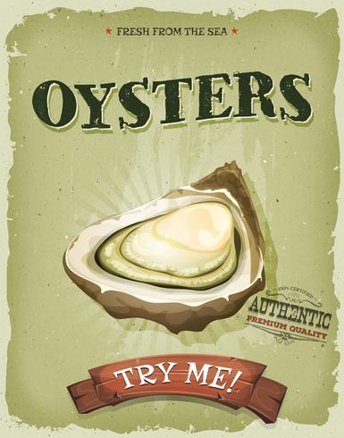 Grunge And Vintage Oyster Shell Poster vector