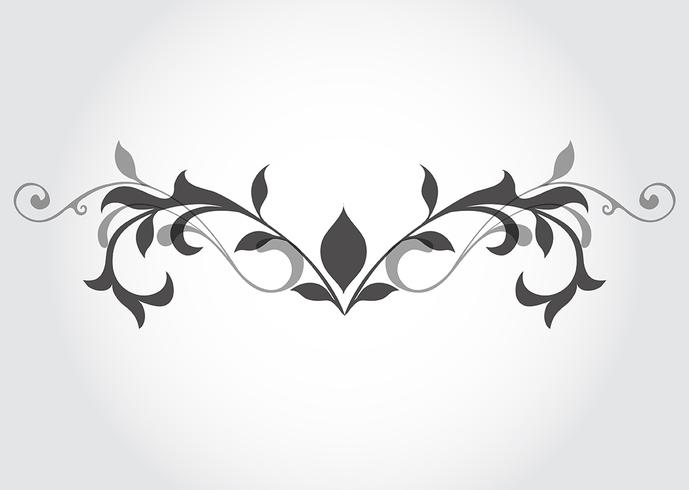 Elemento de diseño floral en blanco y negro. vector