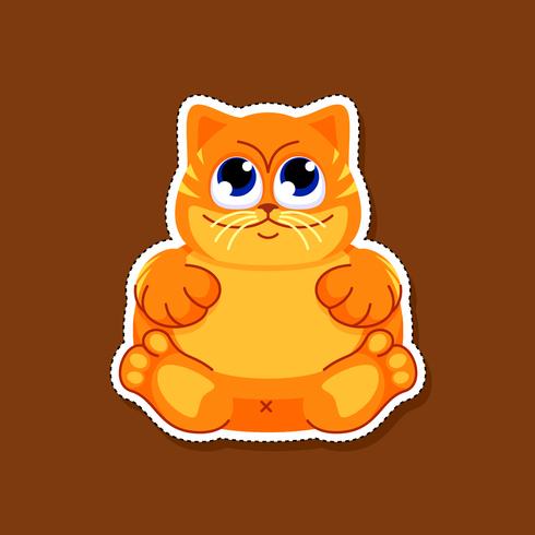 Cute fat cat sticker vector