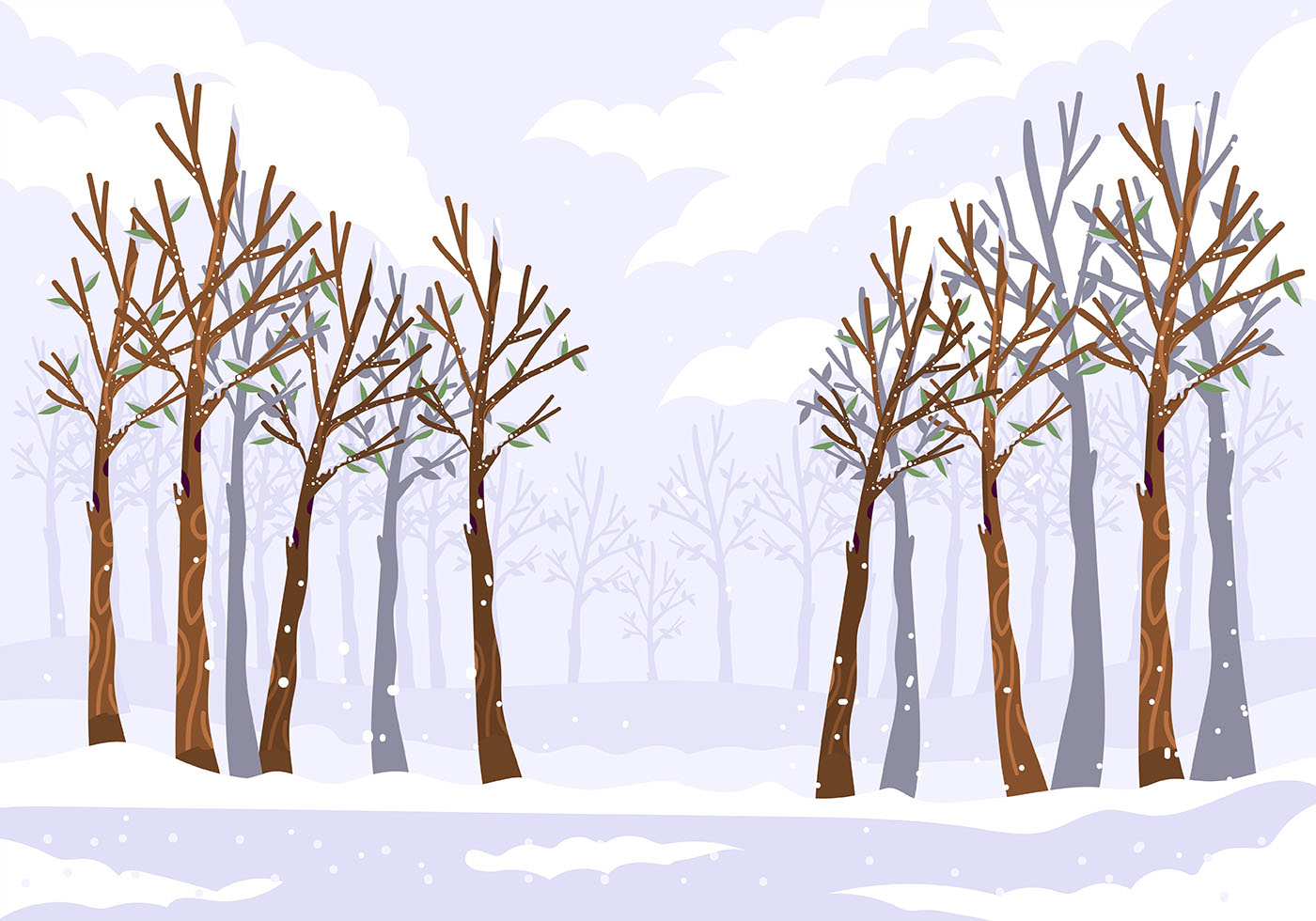 Прикольный зимний лес вектор