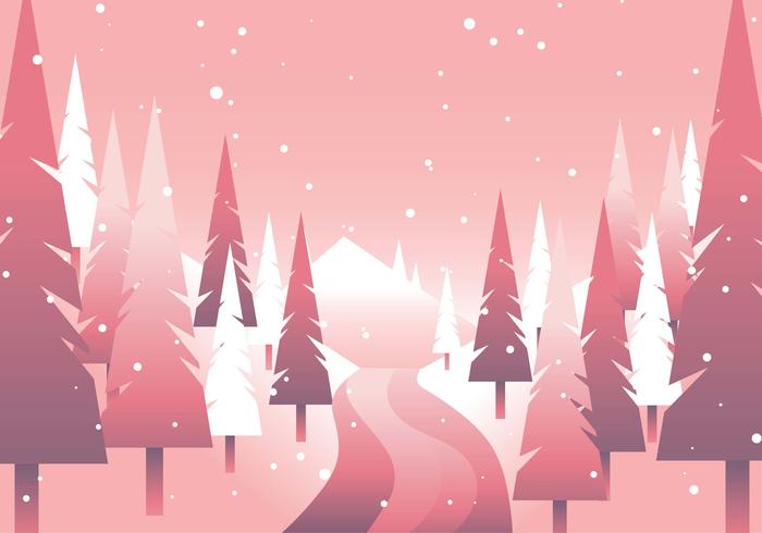 Winter Forrest Path Minimalism Geometric vector