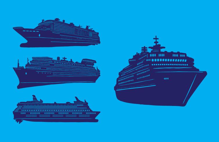 Set of Cruise Liner Ships vector