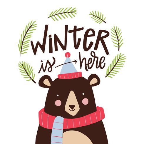 Cute Bear With Winter Clothes vector