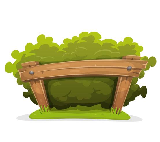 Cartoon Hedge With Wood Barrier vector