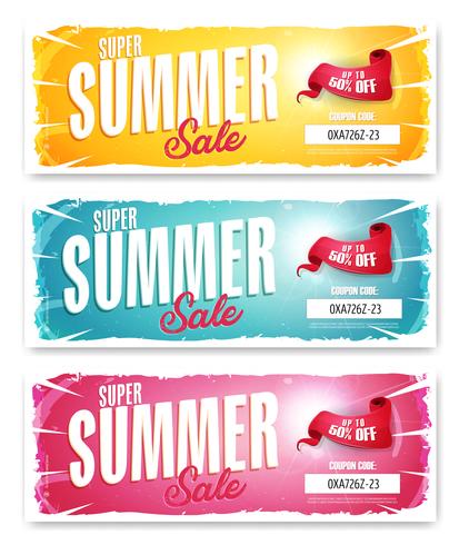 Hot Summer Sale Banner With Coupon Code vector