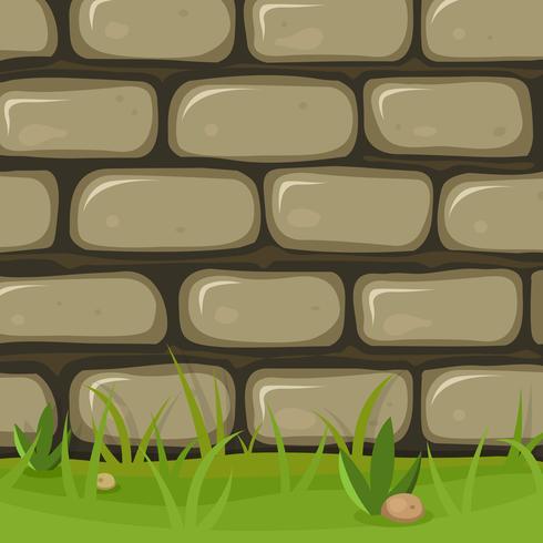 Muro de piedra rural de dibujos animados vector