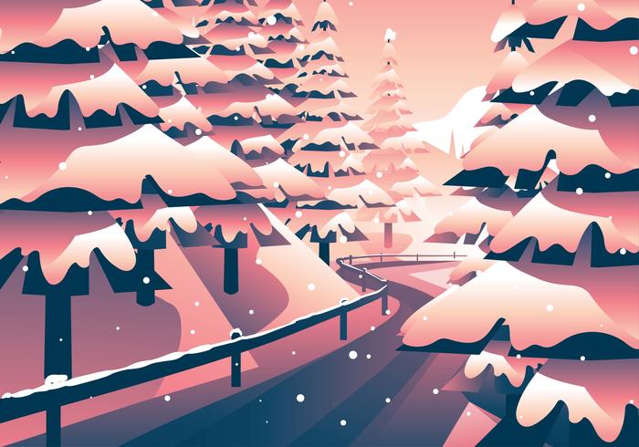 Path In Winter Forest vector