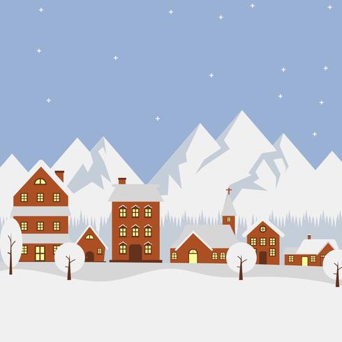 Pueblo plano de invierno ilustración vectorial vector