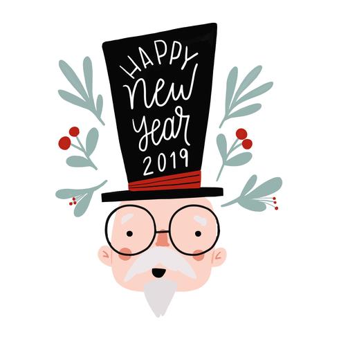 Cute Senior With Christmas Hat With Lettering And Elements vector