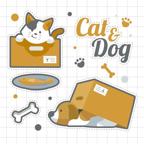 Cat And Dog Stickers Set vector