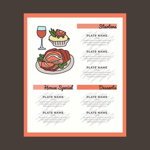 Christmas Dinner Menu Drawn By Kids vector