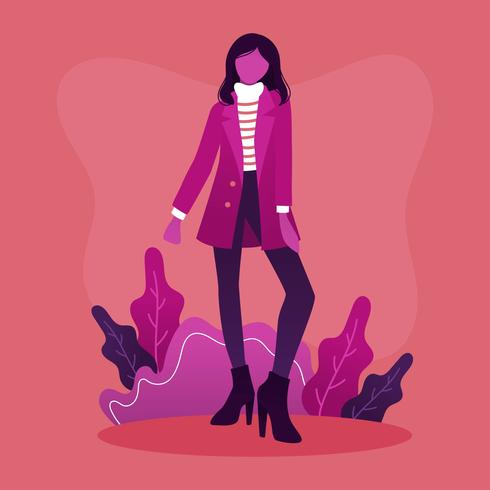 Model Portrait In Winter Outdoors Vector