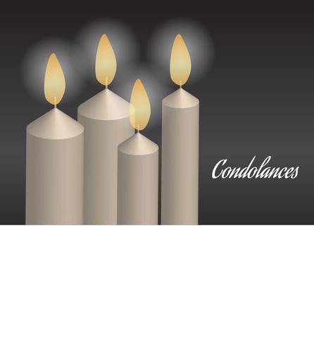 Condolances ligeros con vela en la oscuridad vector