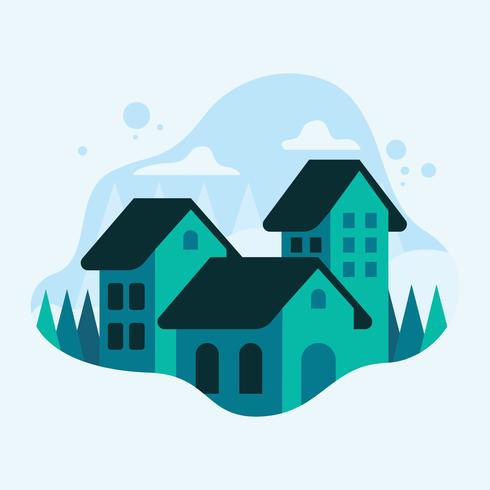 Winter Village Illustration vector