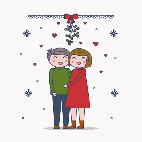 Couple Under Mistletoe Vector